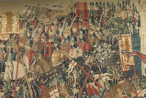 V. Alfonso portugál király hódításait bemutató kárpit (Conquistas de Alfonso V de Portugal), Tournai. Részlet. (Gyapjú és selyem) alkotó: Flemish School