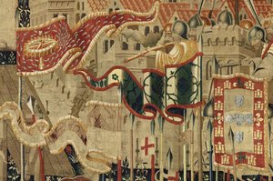 V. Alfonso portugál király hódításait bemutató kárpit (Conquistas de Alfonso V de Portugal), Tournai. Részlet. (Gyapjú és selyem) alkotó: Flemish School