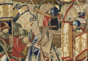 V. Alfonso portugál király hódításait bemutató kárpit (Conquistas de Alfonso V de Portugal), Tournai. Részlet. (Gyapjú és selyem) alkotó: Flemish School