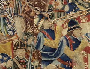 V. Alfonso portugál király hódításait bemutató kárpit (Conquistas de Alfonso V de Portugal), Tournai. Részlet. (Gyapjú és selyem) alkotó: Flemish School