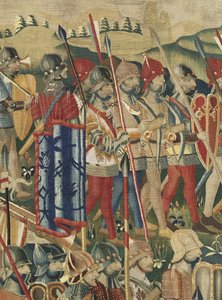 V. Alfonso portugál király hódításait bemutató gobelin (Conquistas de Alfonso V de Portugal), Tournai. Részlet. (Gyapjú és selyem) alkotó: Flemish School
