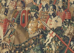 V. Alfonso portugál király hódításait bemutató gobelin (Conquistas de Alfonso V de Portugal), Tournai. Részlet. (Gyapjú és selyem) alkotó: Flemish School