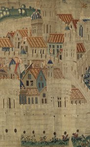 V. Alfonso portugál király hódításait bemutató gobelin (Conquistas de Alfonso V de Portugal), Tournai. Részlet. (Gyapjú és selyem) alkotó: Flemish School