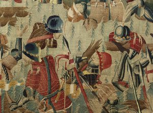 V. Alfonso portugál király hódításait bemutató gobelin (Conquistas de Alfonso V de Portugal), Tournai. Részlet. (Gyapjú és selyem) alkotó: Flemish School