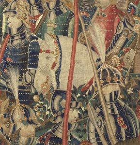V. Alfonso portugál király hódításait bemutató gobelin (Conquistas de Alfonso V de Portugal), Tournai. Részlet. (Gyapjú és selyem) alkotó: Flemish School