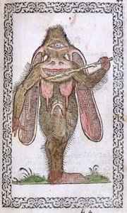 A küklopsz, Jean Sluperji, Szinte minden nemzet és kortárs nemzet szokásai és portréi című illusztrációja, Antwerpen, 1572 (színes fametszet) alkotó: Flemish School