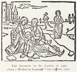 A St Liedwiben történt baleset 1396-ban alkotó: Flemish School