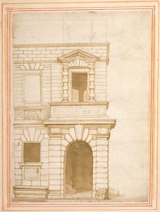 Giulio Romano római házának homlokzata (toll és tinta papíron) alkotó: Flemish School