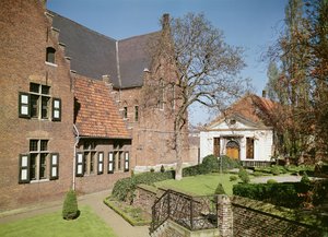 Kilátás az Apátnő Házára, a refektóriumra és egy kollégiumra (lásd még: 208606, 375105, 375106 és 375107) alkotó: Flemish School