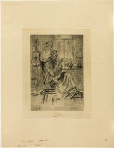 öregasszony tűvel alkotó: Félicien Rops