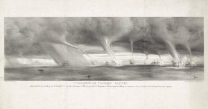 Waterhozen op zee bij Szicília, 1827 A vízköpők jelensége, Szicília tengerében, Stromboli szemében, 1827. június 27-én (cím a tárgyon) alkotó: Félix Achille Beaupoil Saint Aulaire