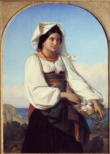 Virágot viselő fiatal lány Felix Joseph Barrias (1822-1907) festménye, 1846 Nantes, Musee des Beaux Arts