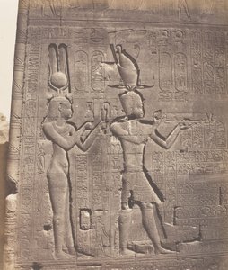 Dendera Tentyris, Athor temploma - hátsó arc - Kleopátra és ..., 1851-52, nyomtatva 1853-54. alkotó: Félix Teynard