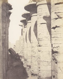 Karnak Théba, Palota - Hypostyle Hall - Központi oszlopcsarnok Látva ..., 1851-52, nyomtatva 1853-54. alkotó: Félix Teynard