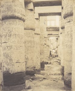 Karnak Théba, Palota - Hypostyle Hall - Window and Capitals of ..., 1851-52, nyomtatva 1853-54. alkotó: Félix Teynard