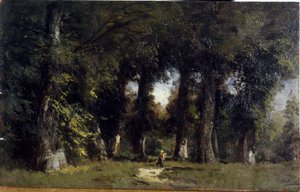 Erdőszegély (elöl), animált táj (hátul), 1850 és 1860 között (olaj, fa) alkotó: Félix Ziem