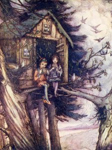A fák tetején, ahol Wendy és Péter boldogan élt (színes litográfia) alkotó: Flora White