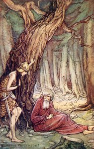 Boadicea és a druida, William Cowper Boadicea című verséből, az Olvasás a történelmi románcokból, 1914. alkotó: Florence Anderson