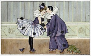 Pierrot és Colombine - dess. írta: Florence Hardy, deb. 20. század