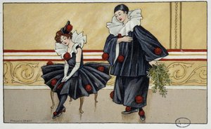 Pierrot és Colombine - dess. írta: Florence Hardy, deb. 20. század