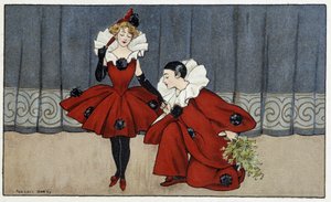 Pierrot és Colombine - dess. írta: Florence Hardy, deb. 20. század