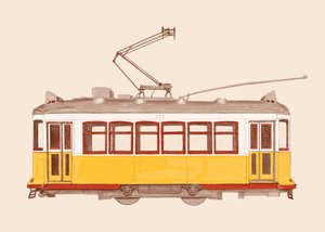 Lisbon - Tram, 2020 (pencil, digital)