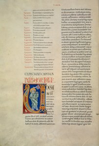 Oldal a Corbolinói Bibliából, a kezdőbetűvel, amelyen Isten Mózeshez beszél (Cod. Conventi Soppressi 630, c. 52v), kézirat