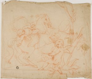 Puttólövés Puttónál lóháton alkotó: Follower of Charles Le Brun