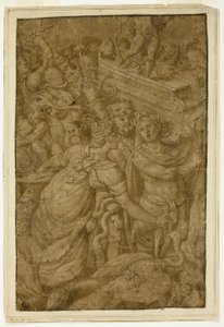 Ámor diadalszekeren, istenek és istennők kíséretében alkotó: Follower of Giulio Romano