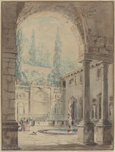 A Villa Pliniana udvara alkotó: Follower of Hubert Robert