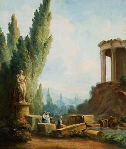 Tájkép a tivoli Szibilla-templom romjaival alkotó: Follower of Hubert Robert