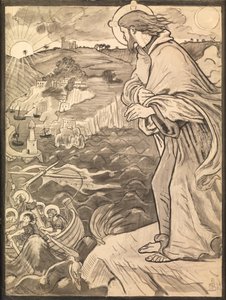 Krisztus látja a tanítványokat az evezőnél munkálkodni alkotó: Ford Madox Brown