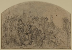 Első durva vázlat a munkához (a figurák kompozíciós vázlata) alkotó: Ford Madox Brown