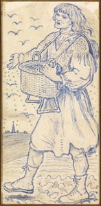 November, a Magvető: Csempe tanulmányozása a Cambridge-i Queens College Hallban alkotó: Ford Madox Brown