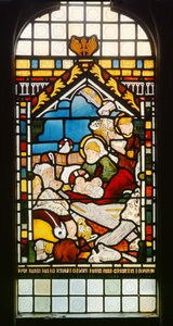 Születés, 1861 (ólomüveg) alkotó: Ford Madox Brown
