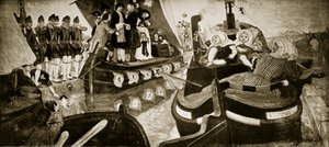 A Bridgewater-csatorna megnyitása, 1768, illusztráció a „Hutchinson története a brit nemzetről”, 1923 körül