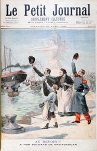 Viszlát!!, francia katonák úton Madagaszkár felé, 1895 alkotó: Fortuné Méaulle