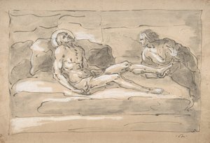 A halott Krisztus, akit a Magdolna gyászol, aki tiszteli a lábán lévő sebeket, 1787-1863.