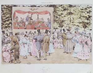 Zenés szórakozás a párizsi New Tivoli Gardensben, C. Motte metszetével, 1827 alkotó: Fortune Delarue