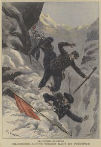 Francia Chasseurs Alpins hegyi csapatok esnek át egy szakadékon
