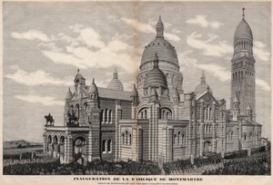 A montmartre-i Sacre-Coeur-bazilika felavatása 1891-ben (az emlékmű olyan megjelenése, amilyen lesz a teljes elkészülte után) - Meaulle metsze 1891-ben alkotó: Fortune Louis Meaulle