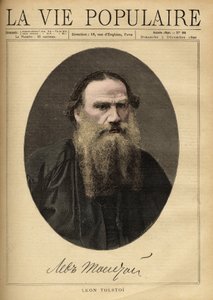 Leon Tolsztoj (1828-1910) orosz író portréja. Illusztráció: F. Meaulle. Metszet 1890-ből a „La vie populaire” c. Magángyűjtemény alkotó: Fortune Louis Meaulle