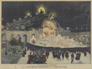 A Villamosenergia-palota és a Vízvár éjjel, Exposition Universelle 1900, Párizs