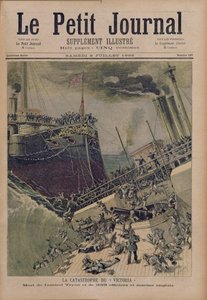 Baleset a „Victoria” fedélzetén, Tyron admirális és 359 tiszt és angol tengerész halála, illusztráció a „Le Petit Journal”-ból, 1893. július 8.
