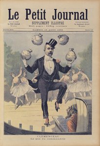 Georges Clemenceau (1841-1929) angol pénzes zacskókkal zsonglőrködik, a „Le Petit Journal”-ból, 1893. augusztus 19.