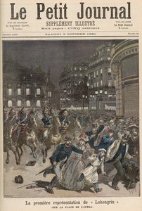 Párizsi zavargások a „Lohengrin” előadása ellen a Palais Garnier-ben, a „Le Petit Journal”-ból, 1891. október 3.