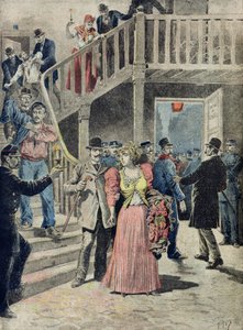 A prostituáltak letartóztatása a párizsi szállodákban, a "Le Petit Journal"-ból, 1895. augusztus 4. alkotó: Fortune Louis Meaulle and Henri Meyer