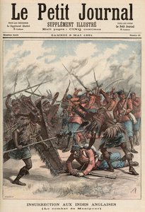 A manipuri csata, a "Le Petit Journal" 1891. május 2-i számából (színes metszet)