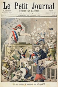 A képviselőházban zajló zűrzavart ábrázoló címlap, illusztráció a Le Petit Journal illusztrált mellékletéből, 1898. július 10.