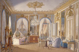 Eugenie császárné öltözője, Saint-Cloud, 1860 (wc papíron) alkotó: Fortune de Fournier